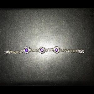 Sterling Silver Bracelet W/Purple Stones